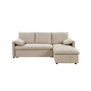 Loungitude Canapé d'angle réversible convertible 3 places en tissu - Beige