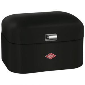 Wesco Bo&icirc;te &agrave; pain Single Grandy de couleur noir mat, t&ocirc;le d'acier rev&ecirc;tue par pulv&eacute;risation, trous d'a&eacute;ration et poign&eacute;e stable