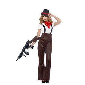 Glam Gangster Cost e Black Red With Top Trousers Mock Braces Neck Tie Hat [Vêtements]