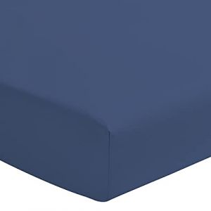 Home Linge Passion - le drap housse uni 100% Coton - Bonnet 30cm couleurs - Bleu, &eacute;paisseur/bonnet - 30 cm, mati&egrave;re - 100% coton, tailles - 180 x 200