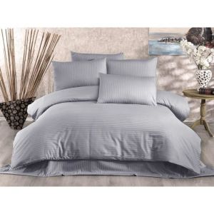 Parure De Lit - 1 Housse De Couette 220 X 240 Cm + 2 Taies D'oreiller 60 X 60 Cm - 80% Coton, 20% Polyester - Gris