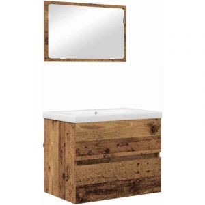VidaXL Ensemble De Mobilier De Salle De Bain 3 Pcs Vieux Bois
