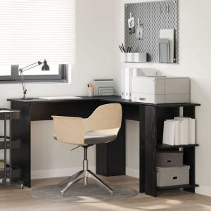 VidaXL Bureau d'Angle avec Rangement Ch&ecirc;ne noir 140 x 113.5 x 75 cm