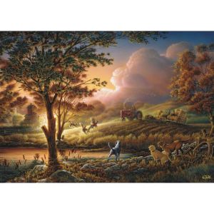Schmidt Spiele 58544-Puzzle de 1000 pièces-Or Soleil sur Les Champs matures-Terry Redlin, 58544, Multicolore