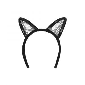 Serre-tête oreilles chat dentelle noir femme - boland 52121