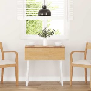 VidaXL Table à manger blanc bois massif et caoutchouc