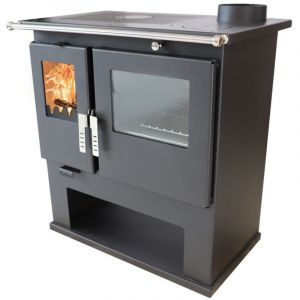 Verso Poêle à Bois cs - 7,7 kW Plaque Supérieure en Métal et Four en Acier Inox, Chauffage Efficace