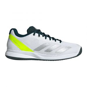 Adidas Homme Courtflash Speed 2 Mens Tennis Shoes, Cloud White/Silver Metallic/Lucid Lemon, 40 EU