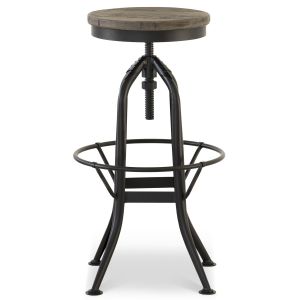 Décoration d'Autrefois Chaise Haute Tabouret Bois Fer Forgé 40.5x40.5x68cm