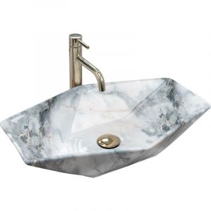 Réa VASQUE À POSER VEGAS GRANIT Lavabo Salle de Bain 570 x 370 x 120 mm en Céramique (Gris, imitation de pierre)