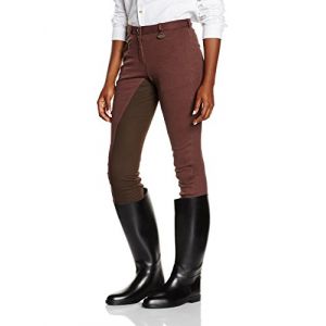 HKM Pantalon d'équitation pour homme Basic belmtex Grip basanes 3/4, Marron - Marron foncé, 36