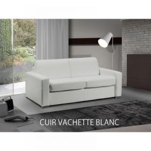 Image de Italian Spirit Canapé MASTER rapido matelas 18 cm sommier lattes RENATONISI XXL 180 cm cuir blanc