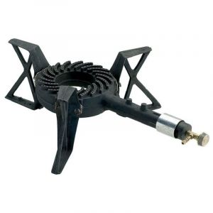 Intec Rechaud gaz fonte v&eacute;ritable 7.5 kW 3 pieds Traiteur Gaz Butane ou Propane Puissance r&eacute;glable Noir