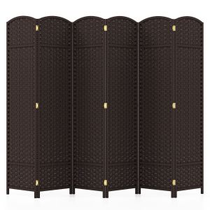 Paravent de chambre Coast - 6 panneaux - Pin PP - 40,6 cm x 16,5 cm x 170 cm - Brun