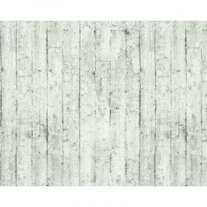 Image de Edem Papier peint aspect bois 81108BR00 papier peint gaufré à chaud avec dos intissé légèrement texturé au style shabby chic mat blanc gris anthracite 10,65 m2