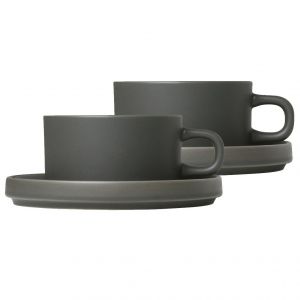 Blomus Tasse avec soucoupe Pilar lot de 2 Vert agave