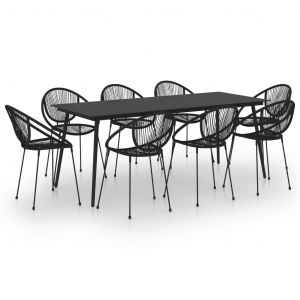 VidaXL Ensemble à dîner d'extérieur 9 pcs Rotin PVC Noir