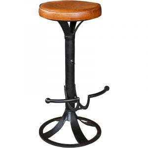 Antic Line créations Fauteuil de bar assise en cuir Katy - Marron