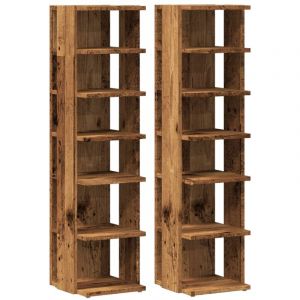 VidaXL Armoires à chaussures 2 pcs vieux bois bois d'ingénierie, armoire de rangement de chaussures, support à chaussures, unité de rangement de chaussures