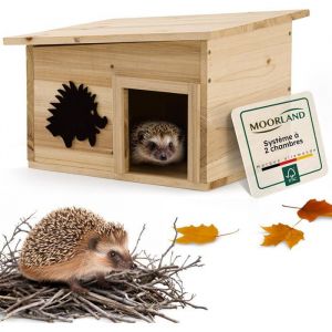 Image de Moorland Abris pour Hérissons en Bois FSC 32×26 cm – Maison Herisson Extérieur Compact & Prêt à l’emploi – Modèle IH7