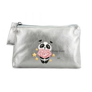 Image de Porte monnaie Taperso personnalisable argent motif panda et etoile