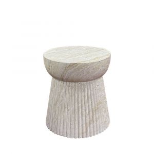 Ebuy24 - Table d'appoint ronde 37x43 cm en effet travertin beige