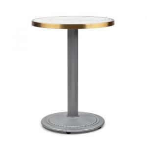 Image de Blumfeldt Table de bistrot - Style Art Nouveau - 57,5x 5 cm (ØxH) - plateau rond en marbre - Gris, blanc & or