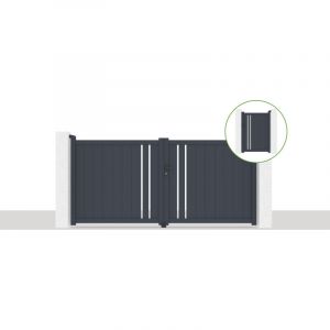 Casanoov - Pack portail battant giona 300x140cm + Portillon giona H.1,4m gris
