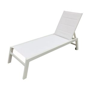 Happy Garden Bain de soleil BARBADOS en textilène blanc - aluminium blanc