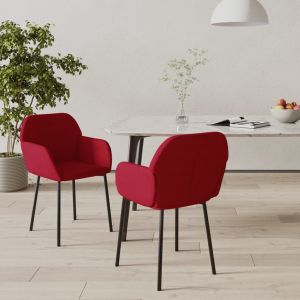VidaXL Chaises de salle à manger 2 pcs Rouge bordeaux Velours - Rouge