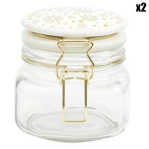The home deco factory Set de 2 bocaux en verre couvercle céramique