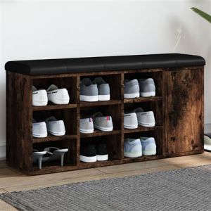 VidaXL Banc à chaussures chêne fumé 102x32x50 cm bois d'ingénierie