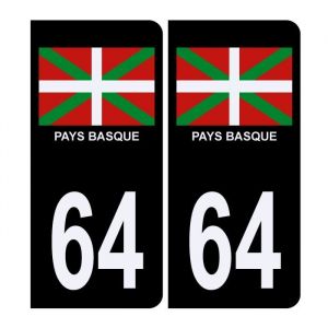 Autocollant Sticker Plaque dimmatriculation Voiture - HADEXIA - 64 Pays Basque - Noir