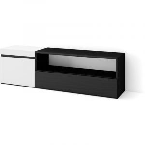 Skraut Home - Meuble tv Banc Télé Grand espace de Rangement 150x45x35cm Pour les tv jusqu'à 65 Meubles de salon Style moderne Blanc et noir - Blanc