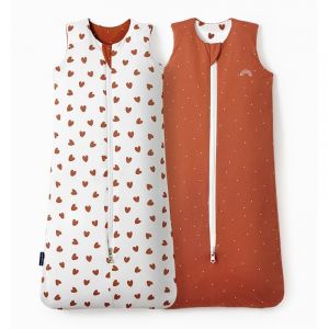 Les Petites Billes - Gigoteuse réversible 4 saisons Terracotta COEUR 18-36 mois