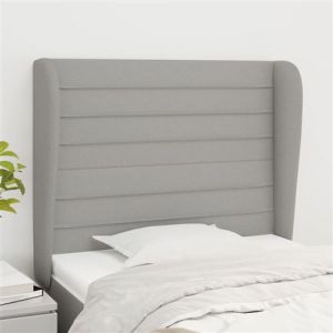 VidaXL Tête de Lit avec Oreilles Meuble de Chambre à Coucher Accessoire de Lit Simple Tête de Cadre de Lit Intérieur Gris Clair 83x23x118/128 cm Tissu