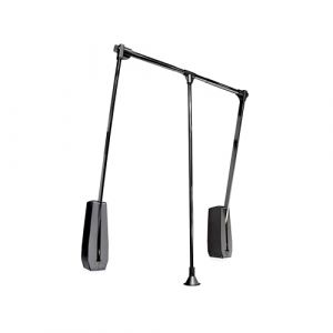 Emuca Penderie rabattable pour armoire Hang mural, Barre de penderie escamotable, tringle relevable, largeur réglable 600-830mmmm, Noir, Acier et Plastique, 1 u