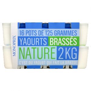 Monoprix Yaourt brass&eacute; nature - Les 16 pots de 125g