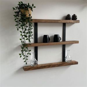 Étagère murale Morsø à 3 niveaux 60 x 75 x 8,5 cm pin lasuré [en.casa]