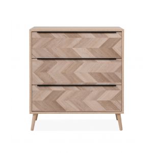 Calicosy Commode 3 tiroirs décor chêne sonoma et effet chevron L80 cm - Torun Bois clair