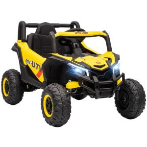 Voiture électrique enfants UTV - AIYAPLAY - télécommande lumières LED musique port USB - PP et métal - 96 x 61 x 56 cm - jaune