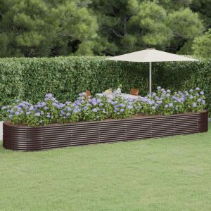 VidaXL Jardinière de jardin Acier enduit de poudre 584x140x68cm Marron