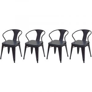 Image de Décoshop26 4x chaises de salle à manger cuisine en simili cuir et métal style industrielle gris noir CDS04552