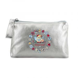 Trousse de Maquillage Argent Poc tte Maman Poule et Fleur