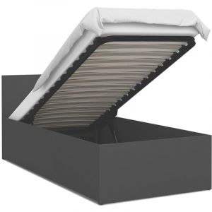 Lit coffre Paris 90 x 200 cm avec sommier à lattes relevable - Gris
