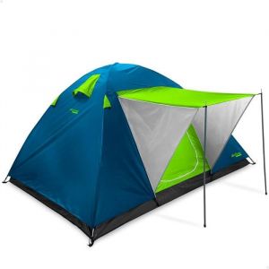 AKTIVE 52890 Tente de Camping 4 Personnes Double Toit et auvent Avant, Dimensions 240 x 210 x 130 cm, Anti-Pluie, Porte Double zipp