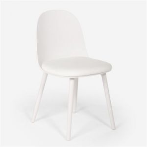 Chaise de cuisine salon et restaurant avec coussin rembourr&eacute; en velours Florya Blanc