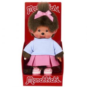 Bandai Monchhichi - Peluche Jupe Baskets - Peluche Singe Iconique des années 80 Toute Douce 20 cm Enfants et Adultes - Monchhichi en Baskets - Jouet Enfant 2 Ans et + - SE203949