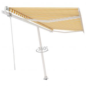 VidaXL Auvent automatique sur pied 450x300 cm Jaune/Blanc