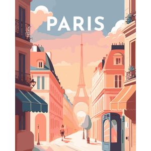 Figured'Art Peinture par Numéro Adulte avec Cadre Affiche Vintage Paris - Activité Manuelle Kit de Loisir Créatif DIY Numéro d'Art Complet - 40x50cm toile tendue sur châssis